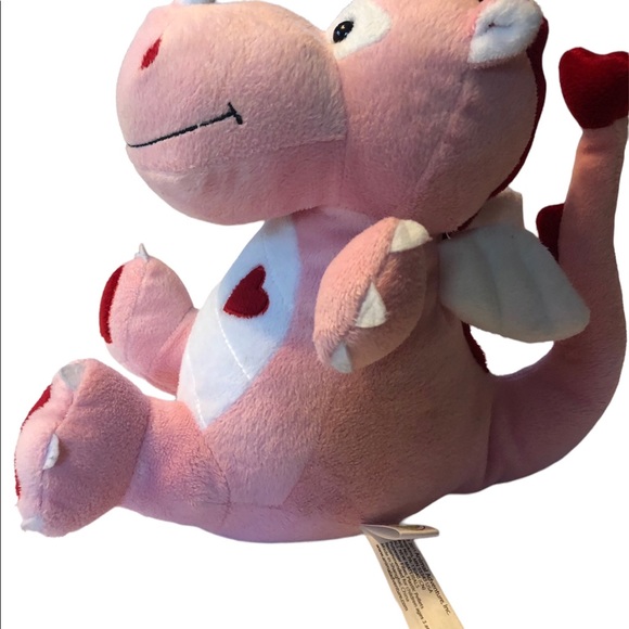 Pink Dragon Plush Red Hearts Stuffed Animal 12” Animal Adventure Valentines 2011 - Picture 7 of 9